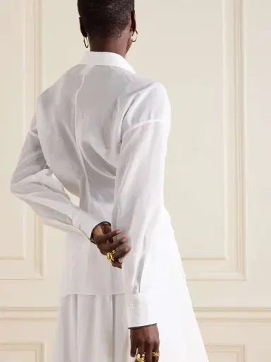 Brunello Cucinelli Bead-embellished Gathered Cotton-voile Shirt | Thumbnail 3 Brunello Cucinelli Bead-embellished Gathered Cotton-voile Shirt | Thumbnail 3
