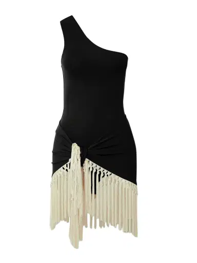 Taller Marmo Yacare One-shoulder Swimsuit And Fringed Pareo Set | Thumbnail 1