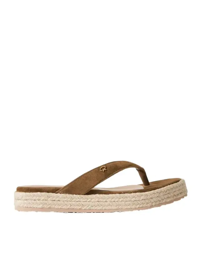 Gianvito Rossi Embellished Suede Platform Espadrille Flip Flops