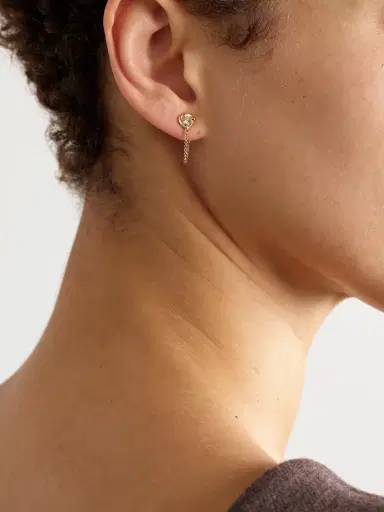 STONE AND STRAND Tie The Knot 10-karat Gold Diamond Earrings | Thumbnail 2