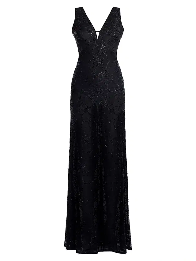 BCBGMAXAZRIA Women's Embellished Cut Out Gown