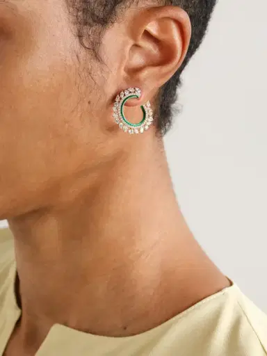 Kamyen 18-karat Rose Gold, Diamond And Enamel Hoop Earrings | Thumbnail 2