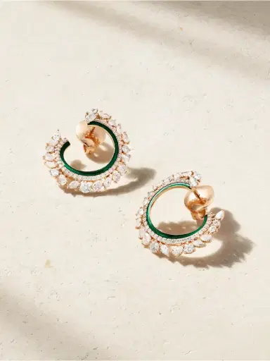 Kamyen 18-karat Rose Gold, Diamond And Enamel Hoop Earrings | Thumbnail 1