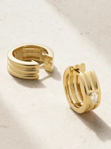 STONE AND STRAND Trio Ridge 14-karat Gold Diamond Hoop Earrings | Thumbnail 3