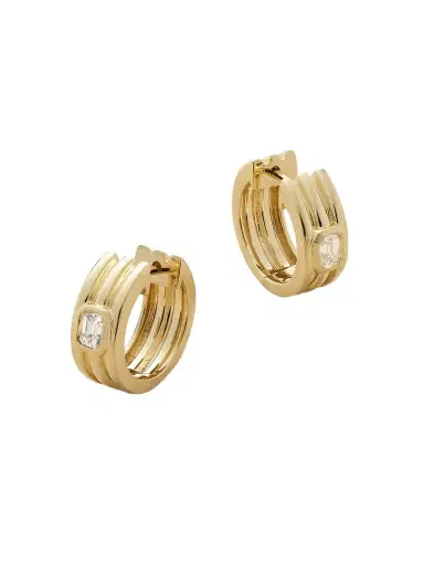 STONE AND STRAND Trio Ridge 14-karat Gold Diamond Hoop Earrings | Thumbnail 1