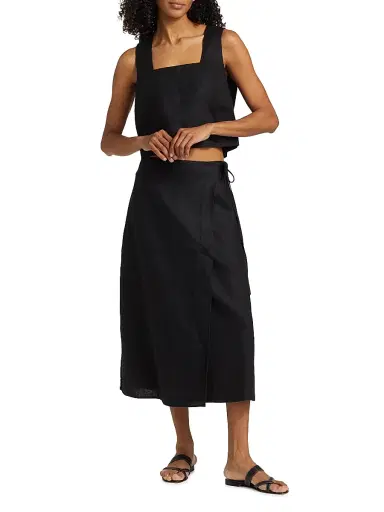 Rails Women's Akira Linen Crop Top - Black | Thumbnail 2