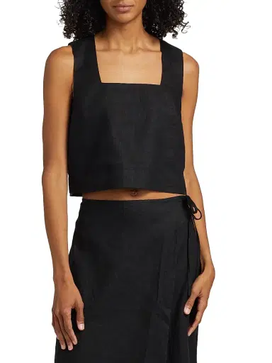 Rails Women's Akira Linen Crop Top - Black | Thumbnail 3