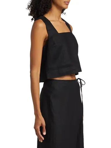 Rails Women's Akira Linen Crop Top - Black | Thumbnail 4