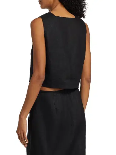 Rails Women's Akira Linen Crop Top - Black | Thumbnail 5