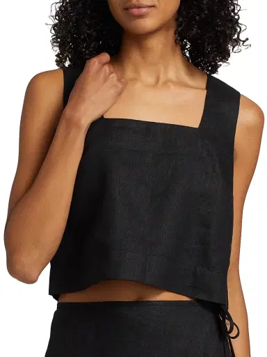 Rails Women's Akira Linen Crop Top - Black | Thumbnail 6