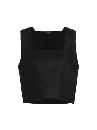 Rails Women's Akira Linen Crop Top - Black | Thumbnail 1