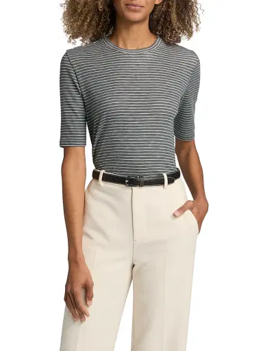 Vince Women's Striped Cotton-Blend Crewneck T-Shirt - Oceana Combo | Thumbnail 3