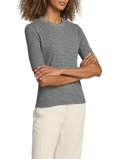 Vince Women's Striped Cotton-Blend Crewneck T-Shirt - Oceana Combo | Thumbnail 4