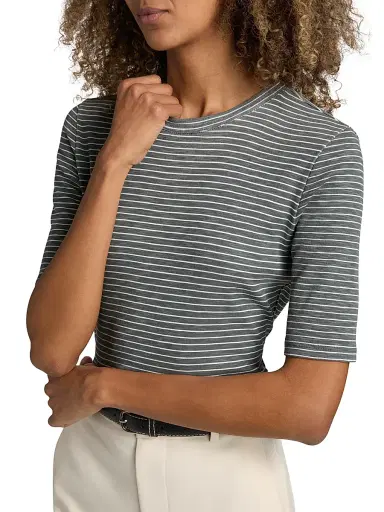Vince Women's Striped Cotton-Blend Crewneck T-Shirt - Oceana Combo | Thumbnail 6