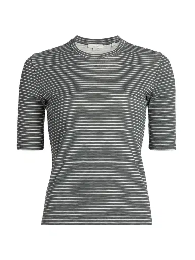 Vince Women's Striped Cotton-Blend Crewneck T-Shirt - Oceana Combo | Thumbnail 1