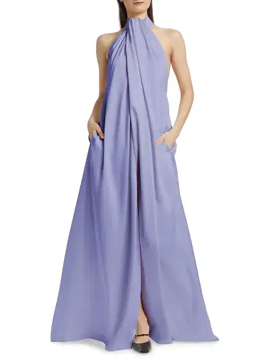 Stella McCartney Women's Envers Satin Halterneck Maxi Dress - Periwinkle - Size 12 | Thumbnail 2 Stella McCartney Women's Envers Satin Halterneck Maxi Dress - Periwinkle - Size 12 | Thumbnail 2