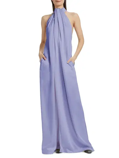Stella McCartney Women's Envers Satin Halterneck Maxi Dress - Periwinkle - Size 12 | Thumbnail 3 Stella McCartney Women's Envers Satin Halterneck Maxi Dress - Periwinkle - Size 12 | Thumbnail 3