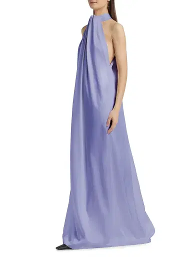 Stella McCartney Women's Envers Satin Halterneck Maxi Dress - Periwinkle - Size 12 | Thumbnail 4 Stella McCartney Women's Envers Satin Halterneck Maxi Dress - Periwinkle - Size 12 | Thumbnail 4