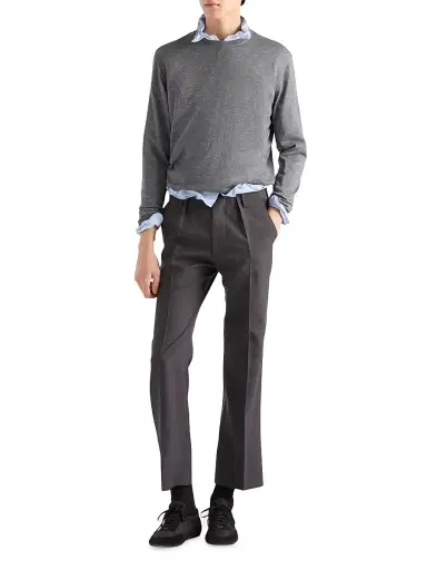 Prada Men's Cashmere and Silk Crewneck Sweater - Grey - Size 48 | Thumbnail 2 Prada Men's Cashmere and Silk Crewneck Sweater - Grey - Size 48 | Thumbnail 2