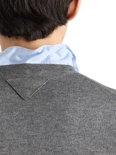 Prada Men's Cashmere and Silk Crewneck Sweater - Grey - Size 48 | Thumbnail 6 Prada Men's Cashmere and Silk Crewneck Sweater - Grey - Size 48 | Thumbnail 6