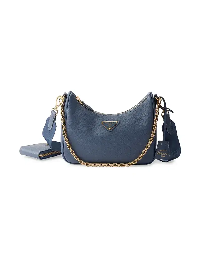 Women's Re-Edition 2005 Saffiano Leather Shoulder Bag - Dark Blue