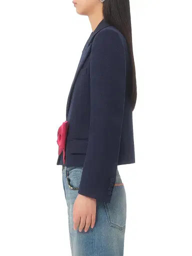 Valentino Garavani Women's Viscose Jacket with Bow - Provence Blue | Thumbnail 3