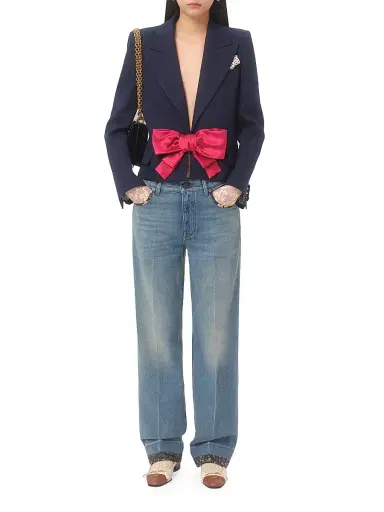 Valentino Garavani Women's Viscose Jacket with Bow - Provence Blue | Thumbnail 7