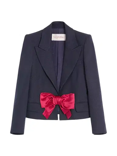 Valentino Garavani Women's Viscose Jacket with Bow - Provence Blue | Thumbnail 1