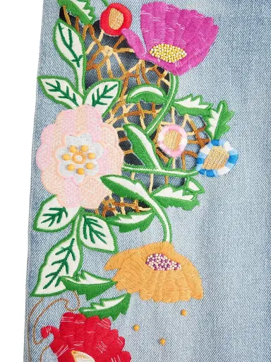 Valentino Garavani Women's Embroidered Denim Pants | Thumbnail 5