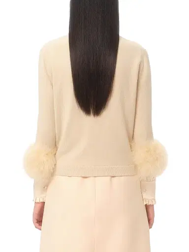 Valentino Garavani Women's Cardigan with Feathers - Birch - Size XS | Thumbnail 4