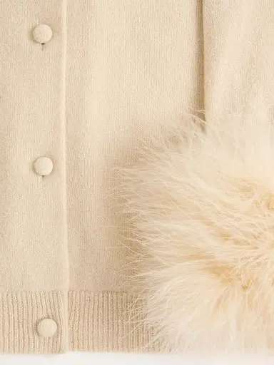 Valentino Garavani Women's Cardigan with Feathers - Birch - Size XS | Thumbnail 5