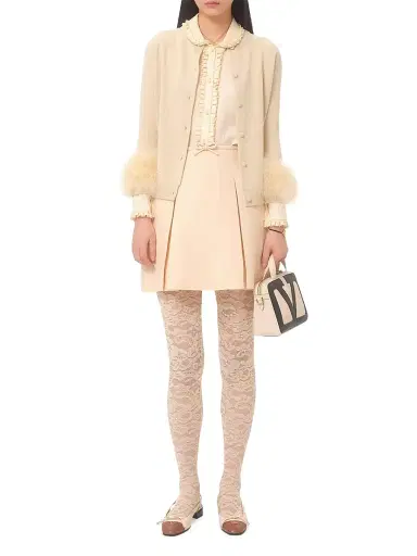 Valentino Garavani Women's Cardigan with Feathers - Birch - Size XS | Thumbnail 7