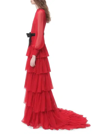 Valentino Garavani Women's Chiffon Long Dress - Paris - Size 2 | Thumbnail 3