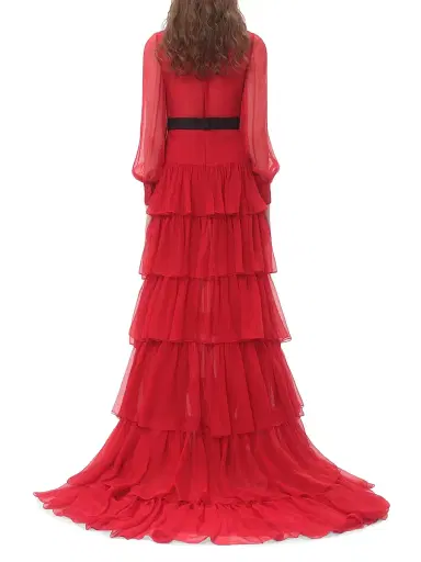 Valentino Garavani Women's Chiffon Long Dress - Paris - Size 2 | Thumbnail 4