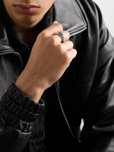 Jacques Marie Mage Natrona Limited Edition Sterling Silver and Apache Blue Turquoise Ring - Men | Thumbnail 2