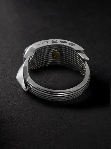 Jacques Marie Mage Natrona Limited Edition Sterling Silver and Apache Blue Turquoise Ring - Men | Thumbnail 3