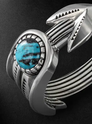 Jacques Marie Mage Natrona Limited Edition Sterling Silver and Apache Blue Turquoise Ring - Men | Thumbnail 4