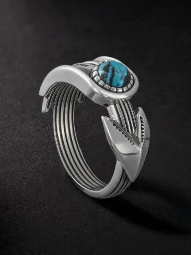 Jacques Marie Mage Natrona Limited Edition Sterling Silver and Apache Blue Turquoise Ring - Men | Thumbnail 1