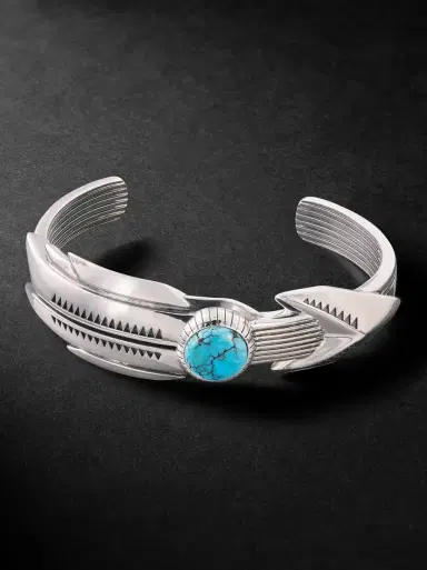 Jacques Marie Mage Natrona Limited Edition Silver and Turquoise Cuff - Men | Thumbnail 1 Jacques Marie Mage Natrona Limited Edition Silver and Turquoise Cuff - Men | Thumbnail 1