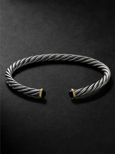David Yurman Cable Sterling Silver and 14-Karat Gold Onyx Cuff - Men | Thumbnail 1 David Yurman Cable Sterling Silver and 14-Karat Gold Onyx Cuff - Men | Thumbnail 1