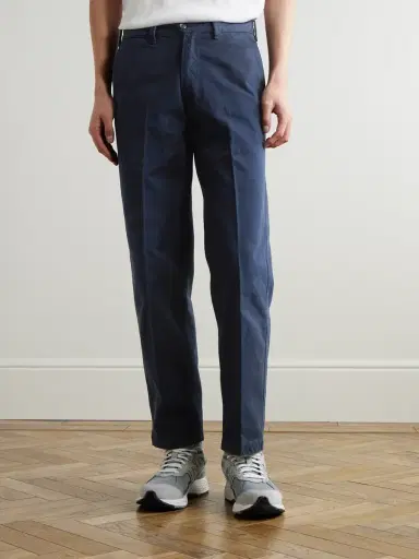 Drake's Straight-Leg Peached Cotton-Twill Trousers - Men | Thumbnail 3 Drake's Straight-Leg Peached Cotton-Twill Trousers - Men | Thumbnail 3