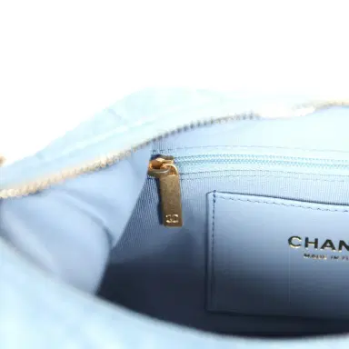 Chanel Chanel Large Cargo Hobo Bag Light Blue Washed Denim Brushed Gold Hardware | Thumbnail 12