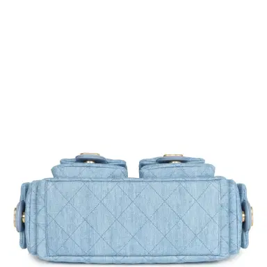 Chanel Chanel Large Cargo Hobo Bag Light Blue Washed Denim Brushed Gold Hardware | Thumbnail 7
