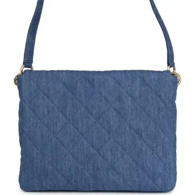 Chanel Chanel Large Supple Twins Hobo Bag Blue Denim Brushed Gold Hardware | Thumbnail 4