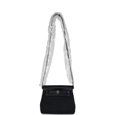 HERMÈS Hermes Herbag Zip 20 Mini Black Toile Militaire Canvas and Black Vache Hunter Gold Hardware | Thumbnail 7