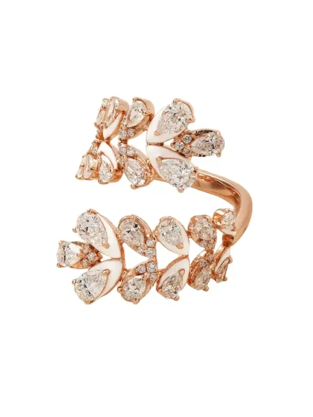 Kamyen Flora 18-karat Rose Gold, Diamond And Enamel Ring