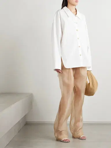 Khaite Trenton Pleated Silk-organza Tapered Pants | Thumbnail 2 Khaite Trenton Pleated Silk-organza Tapered Pants | Thumbnail 2