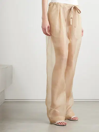 Khaite Trenton Pleated Silk-organza Tapered Pants | Thumbnail 3 Khaite Trenton Pleated Silk-organza Tapered Pants | Thumbnail 3