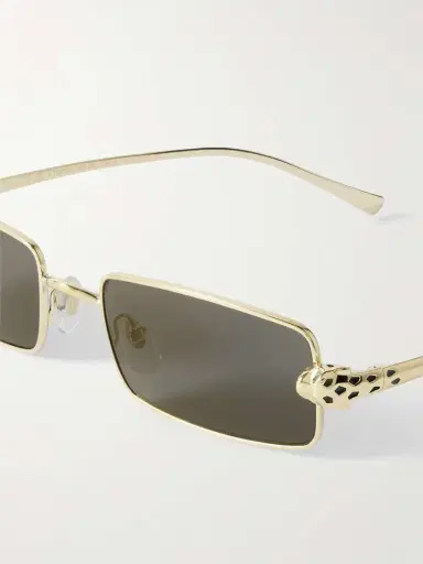 Cartier Eyewear Panthère Rectangle-frame Crystal-embellished Gold-tone Sunglasses | Thumbnail 4 Cartier Eyewear Panthère Rectangle-frame Crystal-embellished Gold-tone Sunglasses | Thumbnail 4