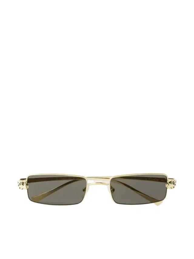 Panthère Rectangle-frame Crystal-embellished Gold-tone Sunglasses